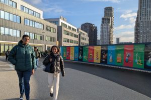 MSEM students walking on street outside of Imperial College London