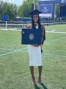 MSEM alum Jasmyne Jackson at the 2022 Johns Hopkins Engineering Master's Convocation Ceremony.