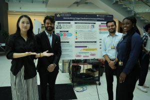 MSEM students in front of their poster during the Patient Safety Collaboration poster session.